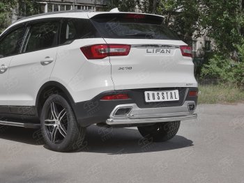 18 999 р. Защита заднего бампера (Ø63/42 мм, нержавейка) SLITKOFF  Lifan X70 (2018-2025)  с доставкой в г. Майкоп. Увеличить фотографию 2