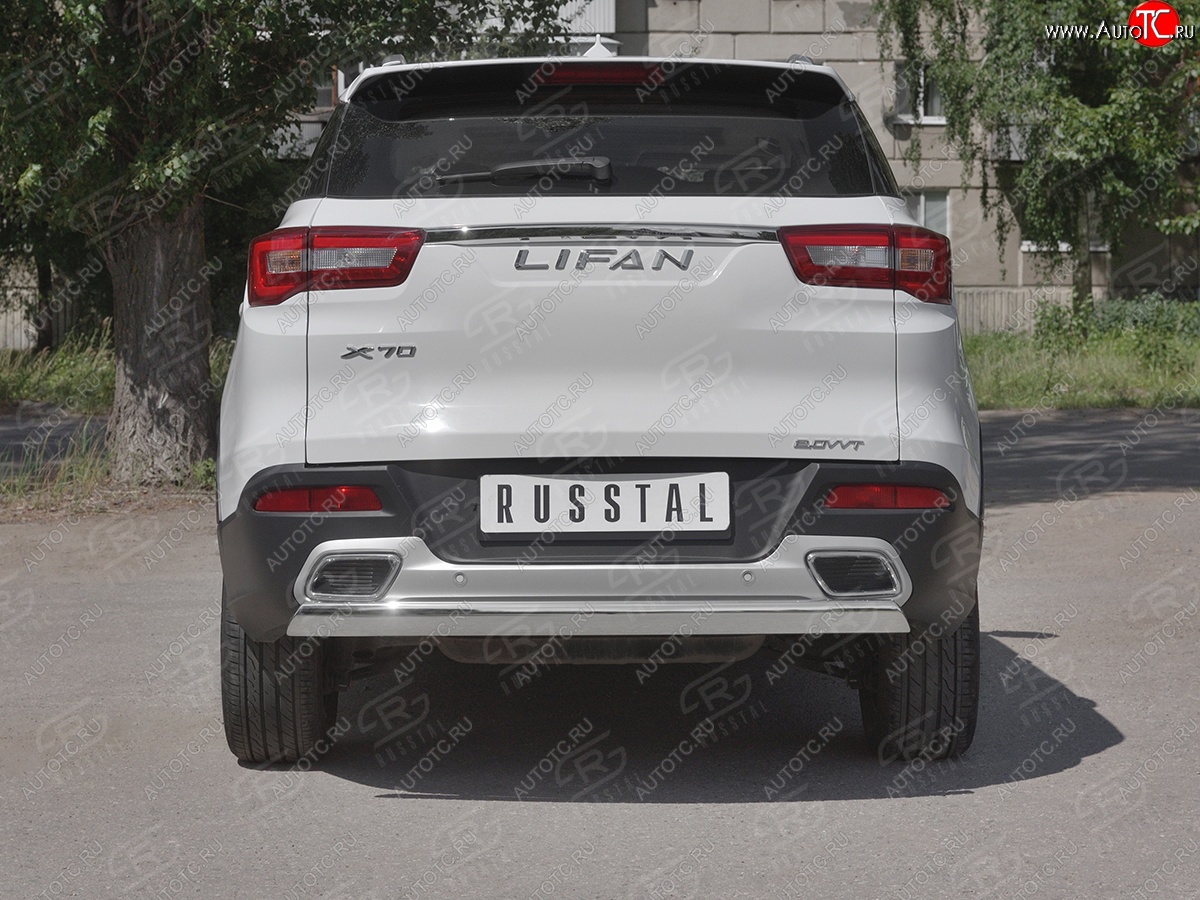 12 999 р. Защита заднего бампера (Ø75x42 мм, нержавейка) Russtal Lifan X70 (2018-2025)  с доставкой в г. Майкоп