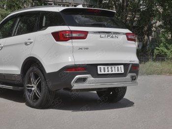 12 999 р. Защита заднего бампера (Ø75x42 мм, нержавейка) Russtal Lifan X70 (2018-2025)  с доставкой в г. Майкоп. Увеличить фотографию 2