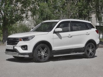 19 399 р. Защита порогов (Ø120x60 мм с проступью, нержавейка) Russtal Lifan X70 (2018-2025)  с доставкой в г. Майкоп. Увеличить фотографию 2