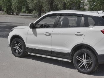 Защита порогов (Ø63 мм, нержавейка) SLITKOFF Lifan X70 (2018-2025) (Металлические торцы под 45°)