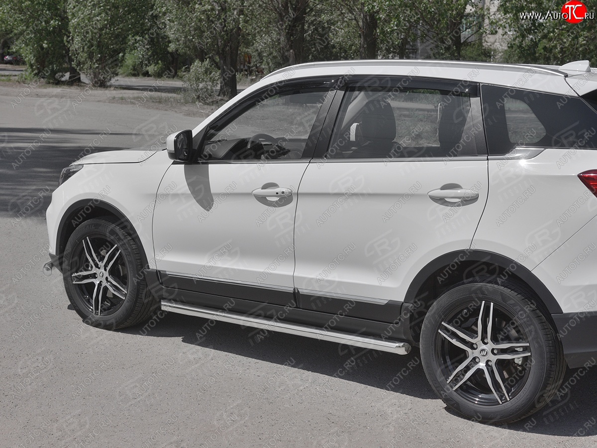 19 999 р. Защита порогов (Ø63 мм, нержавейка) SLITKOFF  Lifan X70 (2018-2025) (Металлические торцы под 45°)  с доставкой в г. Майкоп