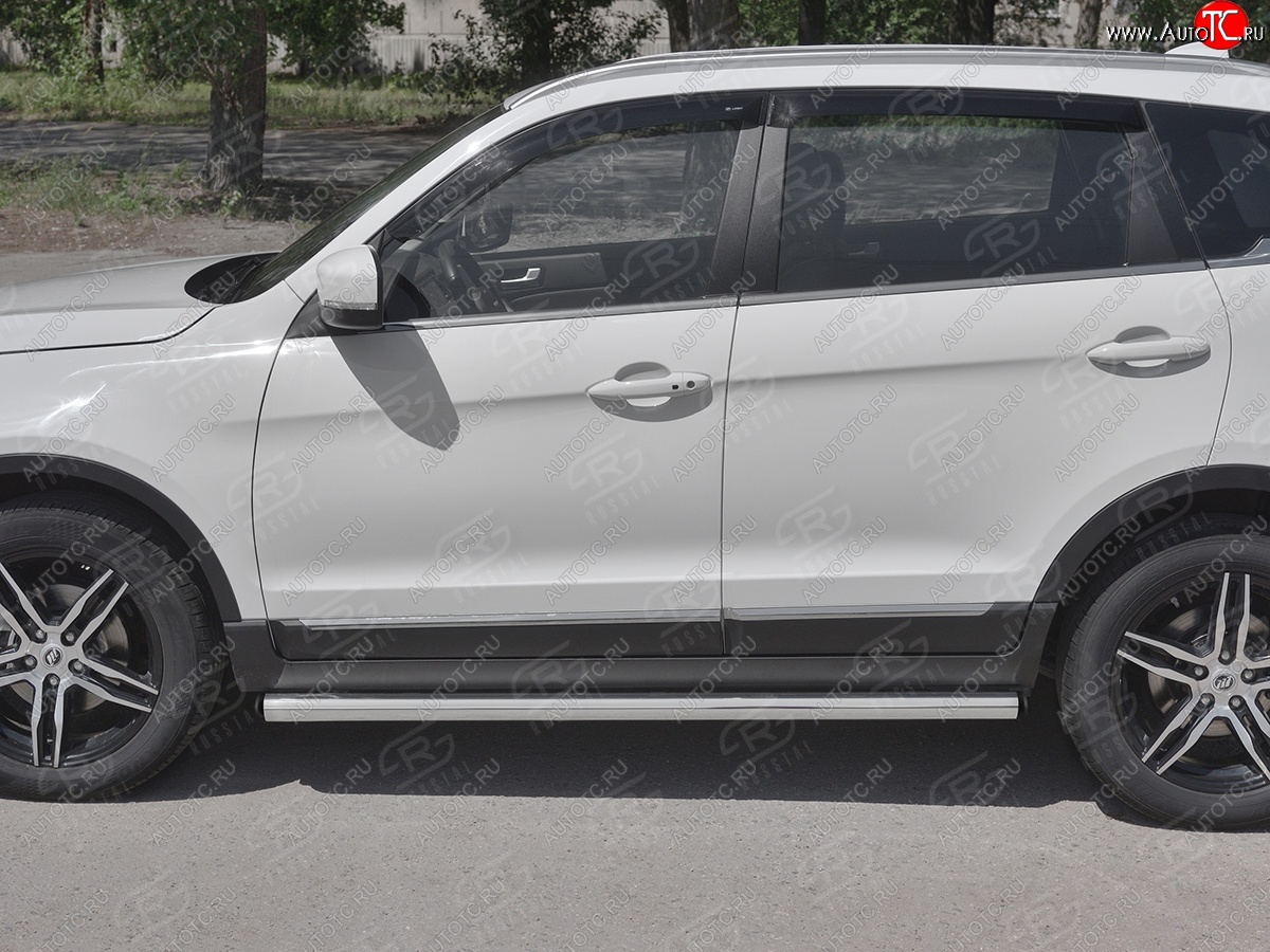18 799 р. Защита порогов (Ø63 мм, нержавейка) SLITKOFF Lifan X70 (2018-2025) (С пластиковыми заглушками на торцах)  с доставкой в г. Майкоп