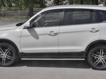 16 649 р. Защита порогов (Ø75x42 мм с проступью, нержавейка) Russtal Lifan X70 (2018-2025)  с доставкой в г. Майкоп. Увеличить фотографию 2