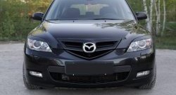 749 р. Реснички на фары RA  Mazda 3/Axela  BK (2003-2009) дорестайлинг, хэтчбэк, рестайлинг, хэтчбэк (Неокрашенные)  с доставкой в г. Майкоп. Увеличить фотографию 2