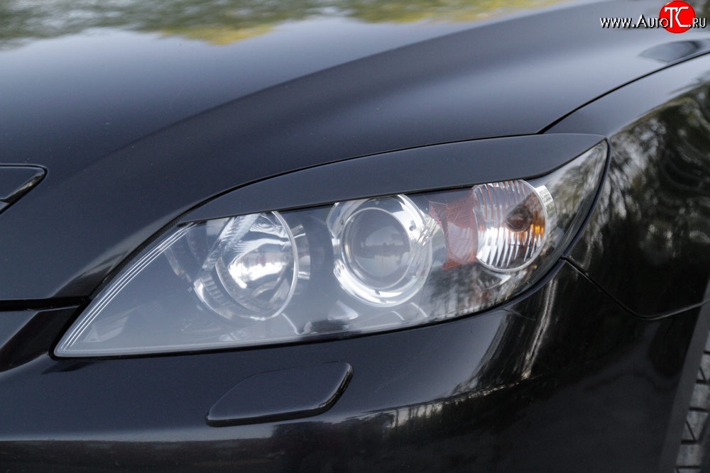 749 р. Реснички на фары RA  Mazda 3/Axela  BK (2003-2009) дорестайлинг, хэтчбэк, рестайлинг, хэтчбэк (Неокрашенные)  с доставкой в г. Майкоп
