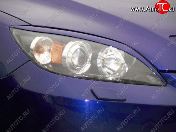 689 р. Реснички на фары Style v2 (длинные)  Mazda 3/Axela  BK (2006-2009) рестайлинг, хэтчбэк (Неокрашенные)  с доставкой в г. Майкоп