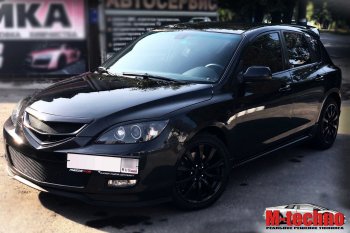 689 р. Реснички на фары Style v2 (длинные)  Mazda 3/Axela  BK (2006-2009) рестайлинг, хэтчбэк (Неокрашенные)  с доставкой в г. Майкоп. Увеличить фотографию 2