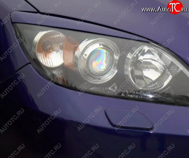 1 149 р. Реснички на фары Tuning-Sport v1 (короткие)  Mazda 3/Axela  BK (2003-2009) дорестайлинг, хэтчбэк, рестайлинг, хэтчбэк (Неокрашенные)  с доставкой в г. Майкоп