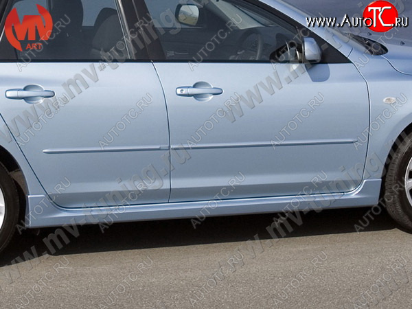 6 599 р. Пороги накладки MV-Tuning  Mazda 3/Axela  BK (2003-2009) дорестайлинг седан, дорестайлинг, хэтчбэк, рестайлинг седан, рестайлинг, хэтчбэк (Неокрашенные)  с доставкой в г. Майкоп