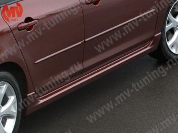 6 599 р. Пороги накладки MV-Tuning  Mazda 3/Axela  BK (2003-2009) дорестайлинг седан, дорестайлинг, хэтчбэк, рестайлинг седан, рестайлинг, хэтчбэк (Неокрашенные)  с доставкой в г. Майкоп. Увеличить фотографию 3