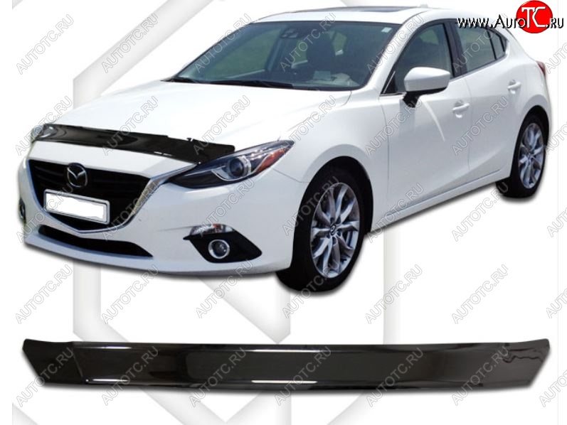 1 999 р. Дефлектор капота CA-Plastic Mazda 3/Axela BM дорестайлинг, хэтчбэк (2013-2016) (Classic черный, Без надписи)  с доставкой в г. Майкоп