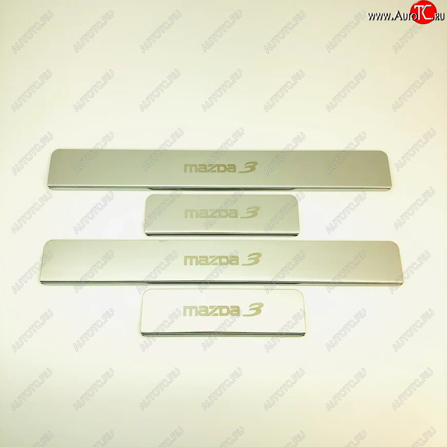 2 179 р. Накладки порожков салона INOX Mazda 3/Axela BM рестайлинг седан (2016-2019) (Нержавеющая сталь)  с доставкой в г. Майкоп