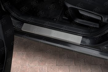 1 569 р. Накладки порожков салона Russtal Mazda 3/Axela BM дорестайлинг седан (2013-2016) (Нержавейка шлифованная)  с доставкой в г. Майкоп. Увеличить фотографию 2