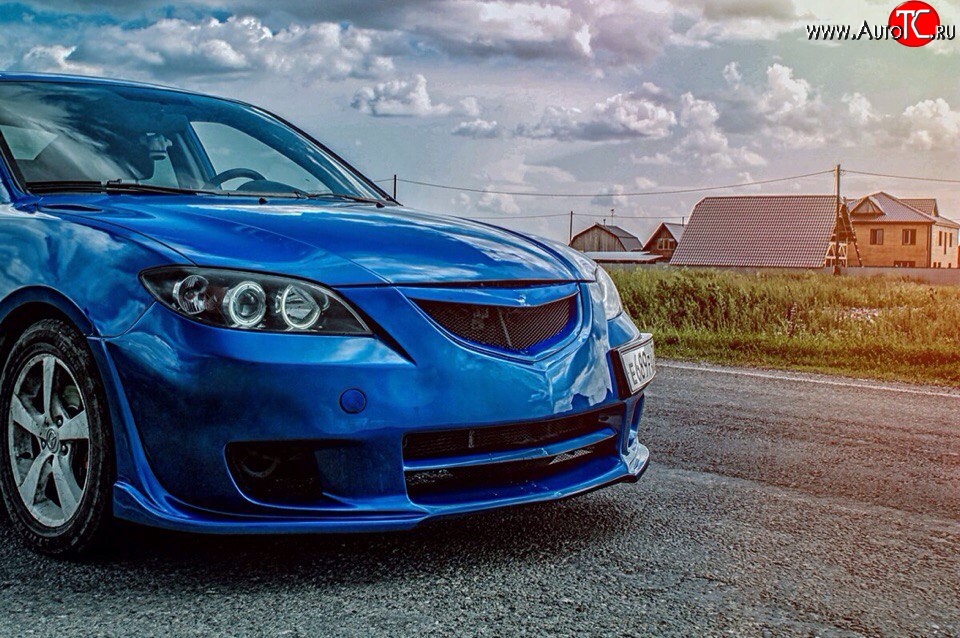 8 499 р. Передний бампер Mazda Speed  Mazda 3/Axela  BK (2003-2006) дорестайлинг седан (Неокрашенный)  с доставкой в г. Майкоп
