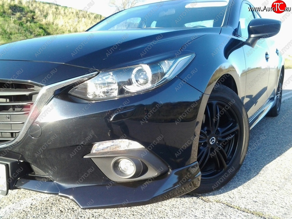 839 р. Реснички на фары M-Techno v2 Mazda 3/Axela BM дорестайлинг седан (2013-2016) (Неокрашенные)  с доставкой в г. Майкоп