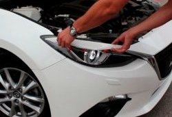 1 149 р. Реснички на фары Sport Mazda 3/Axela BM дорестайлинг седан (2013-2016) (Неокрашенные)  с доставкой в г. Майкоп. Увеличить фотографию 2