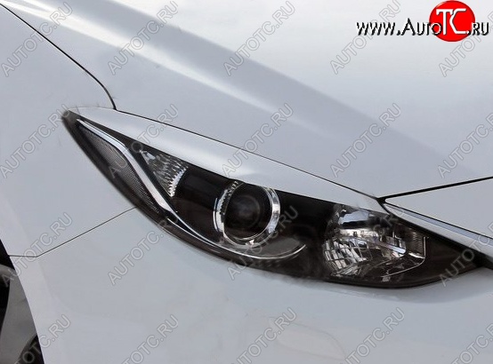 1 149 р. Реснички на фары Tuning-Sport v2 (для галогеновой оптики)  Mazda 3/Axela  BM (2013-2016) дорестайлинг седан (Неокрашенные)  с доставкой в г. Майкоп