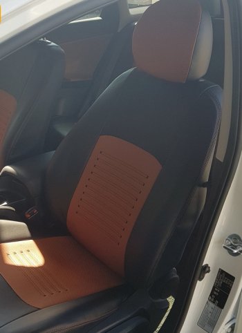 9 449 р. Чехлы для сидений Lord Autofashion Турин (экокожа) Mazda 3/Axela BM дорестайлинг седан (2013-2016) (Чёрный, вставка коричневая)  с доставкой в г. Майкоп. Увеличить фотографию 4
