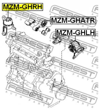 5 699 р. Правая подушка двигателя Febest (гидравлическая) Mazda 6 GH рестайлинг лифтбэк (2010-2012)  с доставкой в г. Майкоп. Увеличить фотографию 4