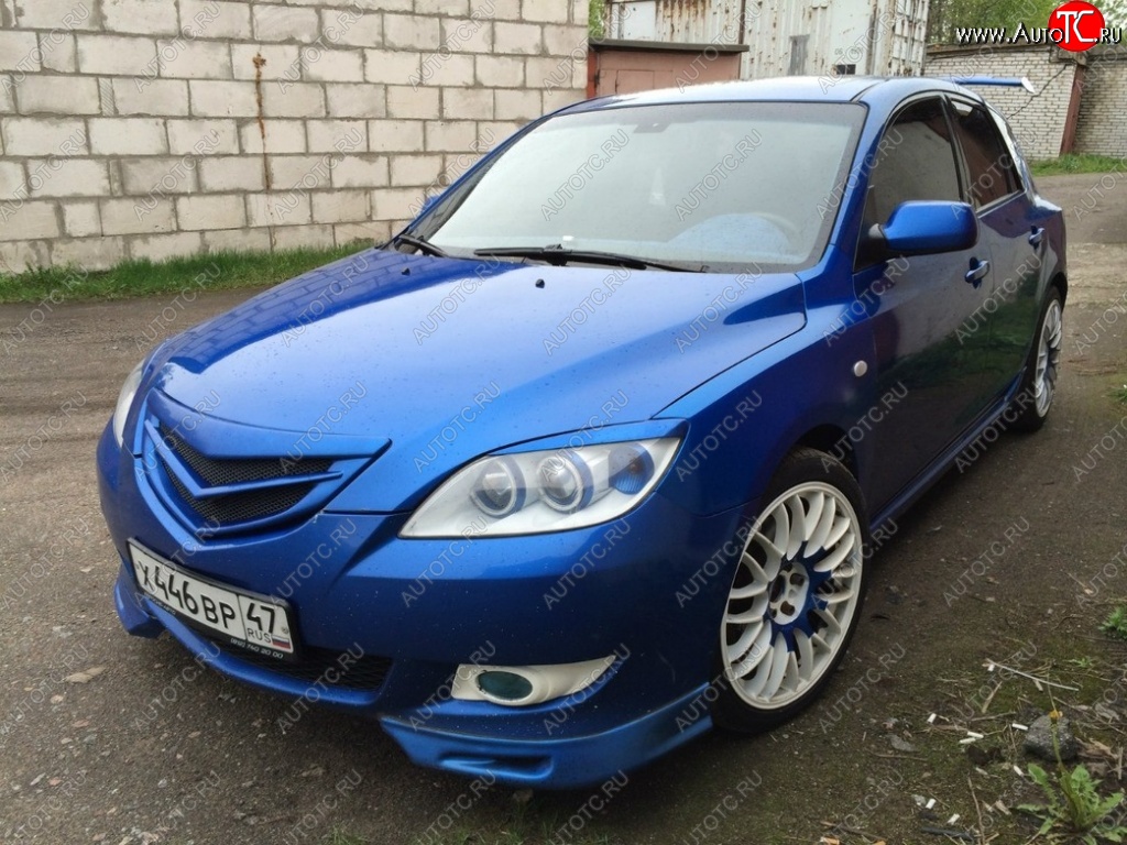 2 599 р. Клыки на передний бампер Style Mazda 3/Axela BK дорестайлинг, хэтчбэк (2003-2006) (Неокрашенная)  с доставкой в г. Майкоп