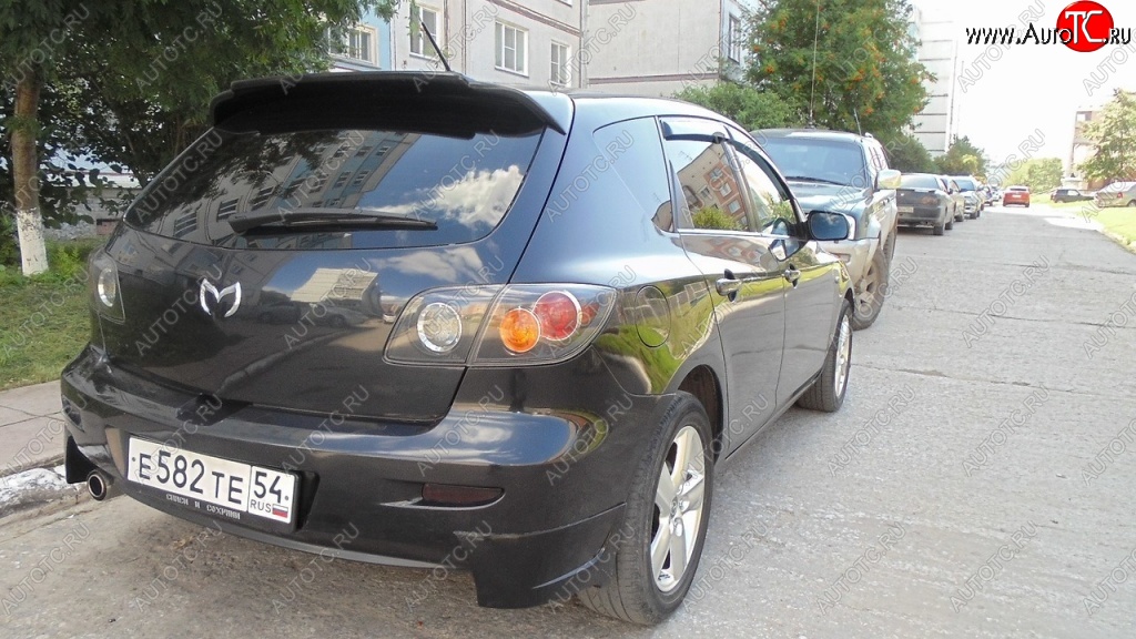 3 199 р. Клыки на задний бампер Style Mazda 3/Axela BK дорестайлинг, хэтчбэк (2003-2006) (Неокрашенная)  с доставкой в г. Майкоп