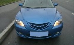 3 189 р. Решётка радиатора Style v2 (значок) Mazda 3/Axela BK дорестайлинг, хэтчбэк (2003-2006) (Неокрашенная)  с доставкой в г. Майкоп. Увеличить фотографию 2