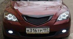 2 599 р. Решётка радиатора Style v4 (сетка) Mazda 3/Axela BK дорестайлинг, хэтчбэк (2003-2006) (Неокрашенная)  с доставкой в г. Майкоп. Увеличить фотографию 2