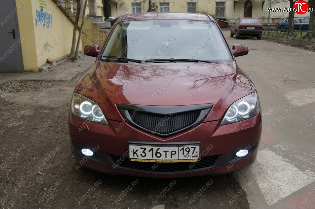 2 599 р. Решётка радиатора Style v4 (сетка) Mazda 3/Axela BK дорестайлинг, хэтчбэк (2003-2006) (Неокрашенная)  с доставкой в г. Майкоп