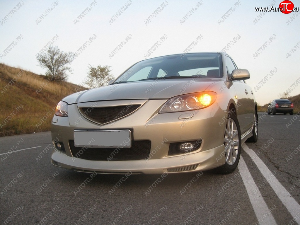 4 999 р. Накладка на передний бампер Style Mazda 3/Axela BK дорестайлинг седан (2003-2006) (Неокрашенная)  с доставкой в г. Майкоп