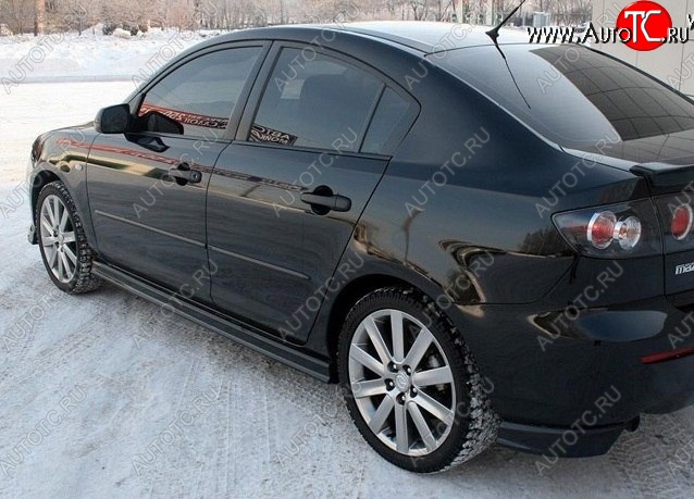2 899 р. Клыки на задний бампер Style Mazda 3/Axela BK дорестайлинг седан (2003-2006) (Неокрашенная)  с доставкой в г. Майкоп