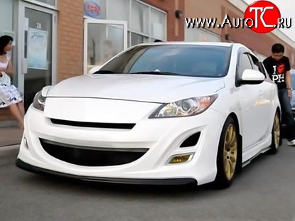 11 399 р. Передний бампер AutoEXE Mazda 3/Axela BL дорестайлинг, хэтчбэк 5 дв. (2009-2011) (Без сетки, Неокрашенный)  с доставкой в г. Майкоп