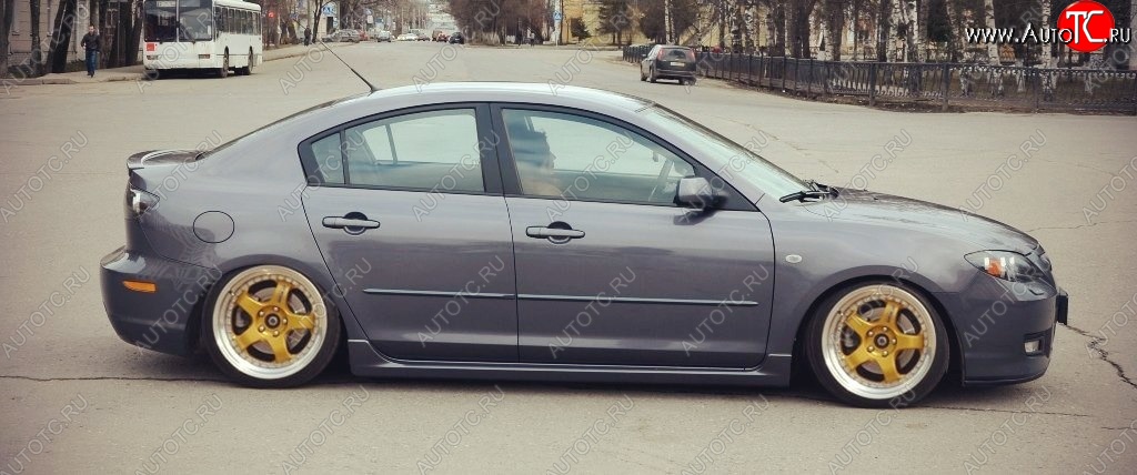4 549 р. Пороги накладки Сток 2л Mazda 3/Axela BK дорестайлинг седан (2003-2006) (Неокрашенные)  с доставкой в г. Майкоп