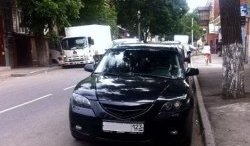 3 189 р. Решётка радиатора (рестайл) Style (полоска)  Mazda 3/Axela  BK (2006-2009) рестайлинг седан (Неокрашенная)  с доставкой в г. Майкоп. Увеличить фотографию 2
