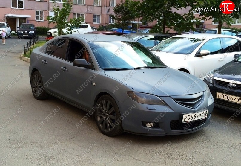 3 189 р. Решётка радиатора (рестайл) Style (полоска)  Mazda 3/Axela  BK (2006-2009) рестайлинг седан (Неокрашенная)  с доставкой в г. Майкоп