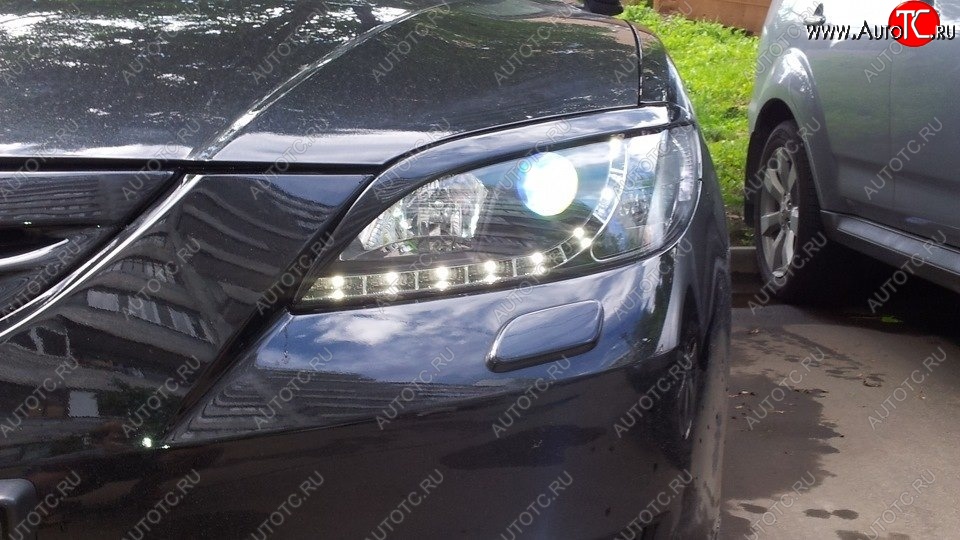 689 р. Реснички на фары Style (длинные)  Mazda 3/Axela  BK (2003-2009) дорестайлинг седан, рестайлинг седан (Неокрашенные)  с доставкой в г. Майкоп