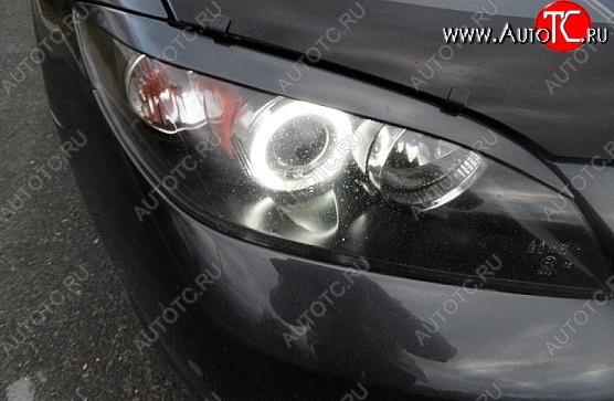 689 р. Реснички на фары Style (короткие)  Mazda 3/Axela  BK (2003-2009) дорестайлинг седан, рестайлинг седан (Неокрашенные)  с доставкой в г. Майкоп