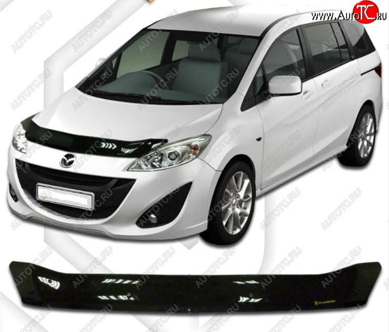 1 899 р. Дефлектор капота CA-Plastiс Mazda 5 (2010-2015) (Classic черный, Без надписи)  с доставкой в г. Майкоп