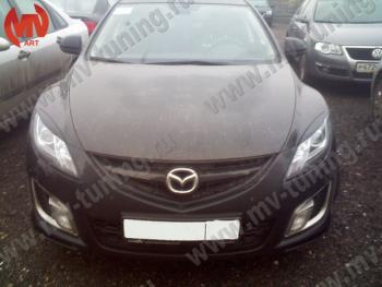 1 299 р. Реснички на фары (на фары без адаптивного света) MV-Tuning Mazda 6 GH рестайлинг лифтбэк (2010-2012) (Неокрашенные)  с доставкой в г. Майкоп. Увеличить фотографию 2