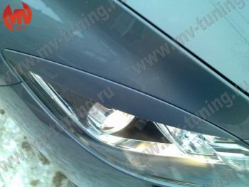 1 299 р. Реснички на фары (на фары без адаптивного света) MV-Tuning Mazda 6 GH рестайлинг лифтбэк (2010-2012) (Неокрашенные)  с доставкой в г. Майкоп. Увеличить фотографию 3