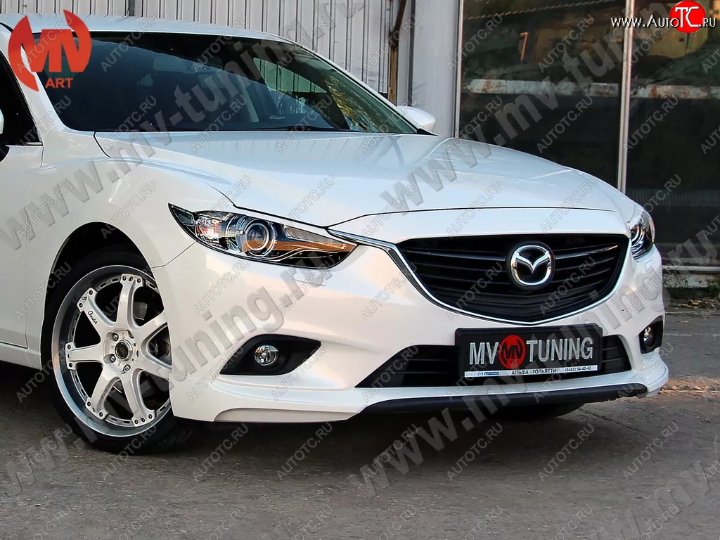 6 299 р. Клыки переднего бампера Var №2 Lite (комплектация Drive и Activ) MV-Tuning Mazda 6 GJ дорестайлинг седан (2012-2015) (Неокрашенные)  с доставкой в г. Майкоп
