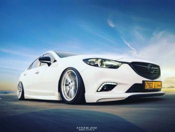 6 299 р. Клыки переднего бампера Var №2 Lite (комплектация Drive и Activ) MV-Tuning Mazda 6 GJ дорестайлинг седан (2012-2015) (Неокрашенные)  с доставкой в г. Майкоп. Увеличить фотографию 2