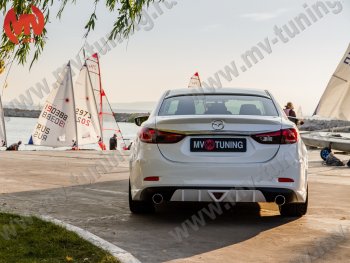 12 699 р. Диффузор заднего бампера Sport v2  Mazda 6  GJ (2012-2018) дорестайлинг седан, 1-ый рестайлинг седан (Неокрашенный)  с доставкой в г. Майкоп. Увеличить фотографию 2