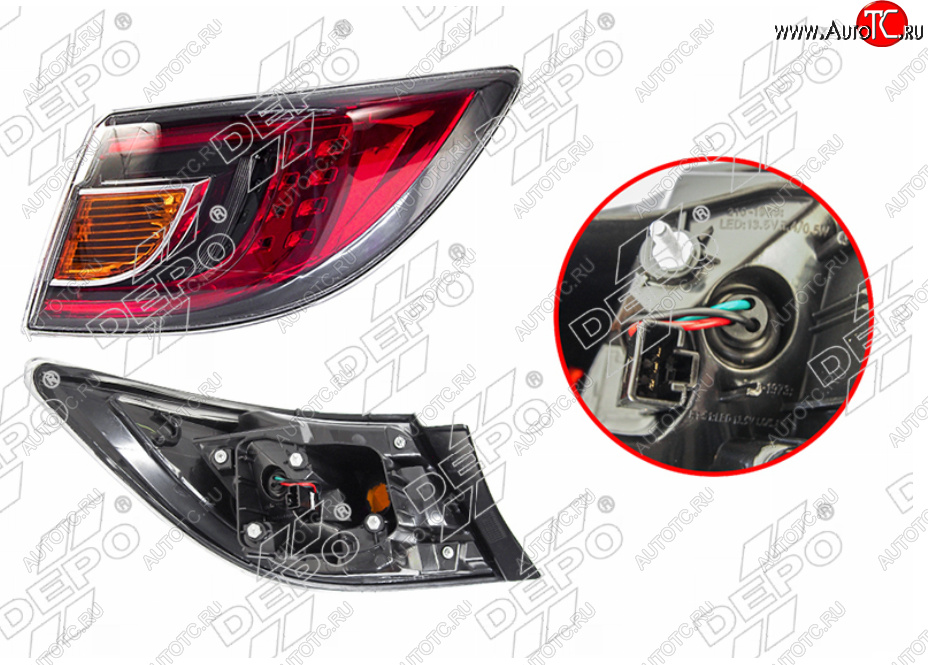10 599 р. Правый фонарь задний (LED) DEPO Mazda 6 GH дорестайлинг лифтбэк (2007-2010)  с доставкой в г. Майкоп