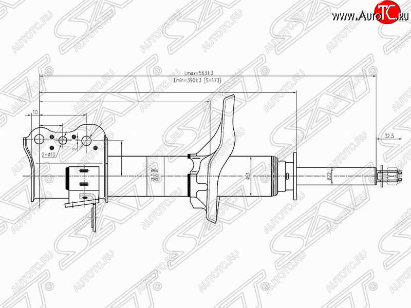 4 299 р. Левый амортизатор задний SAT Mazda 626 GF дорестайлинг седан (1997-1999)  с доставкой в г. Майкоп