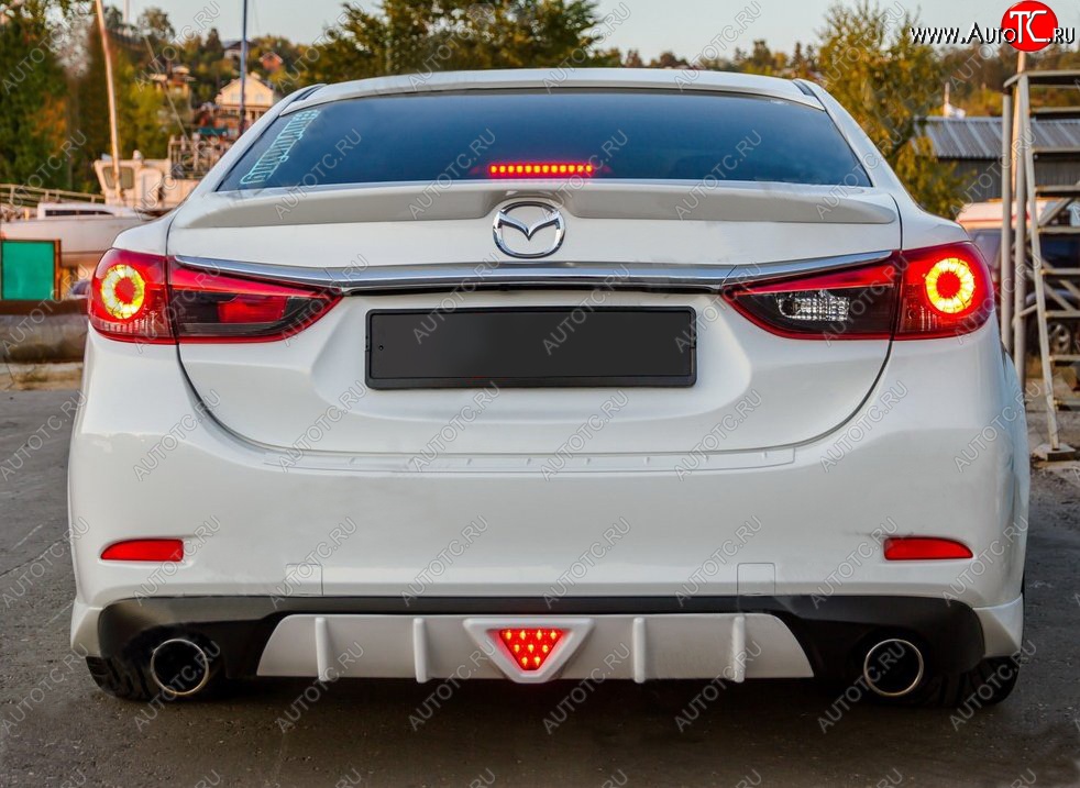 12 699 р. Диффузор заднего бампера Sport v2  Mazda 6  GJ (2012-2018) дорестайлинг седан, 1-ый рестайлинг седан (Неокрашенный)  с доставкой в г. Майкоп