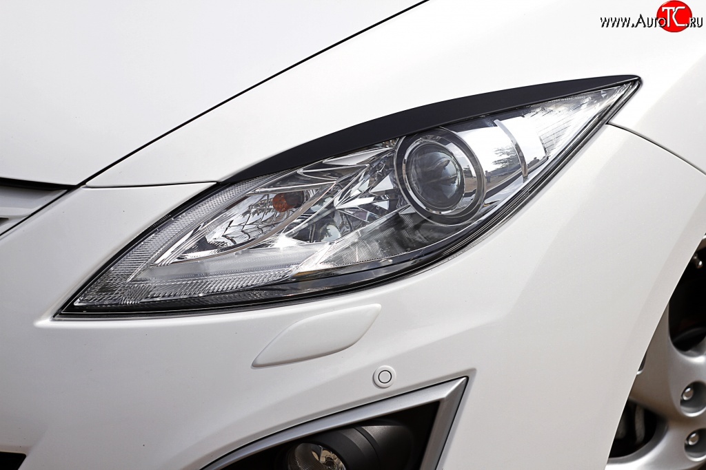 579 р. Реснички на фары RA Mazda 6 GH рестайлинг лифтбэк (2010-2012) (Неокрашенные)  с доставкой в г. Майкоп
