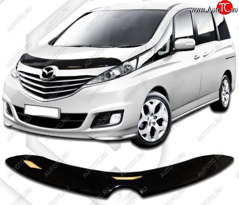 1 999 р. Дефлектор капота CA-Plastic  Mazda Biante (2008-2018) (Classic черный, Без надписи)  с доставкой в г. Майкоп