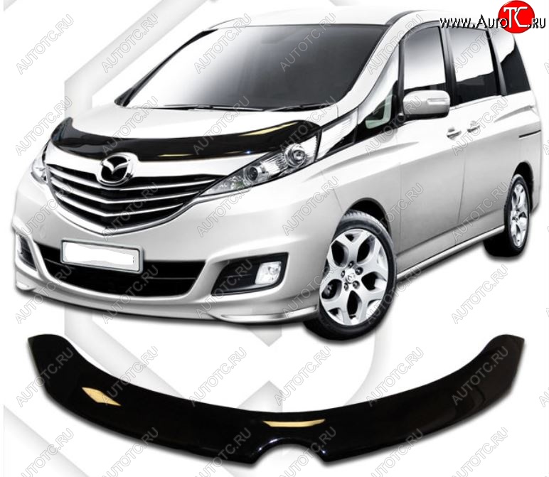 2 199 р. Дефлектор капота CA-Plastiс exclusive Mazda Biante (2008-2018) (Classic черный, Без надписи)  с доставкой в г. Майкоп