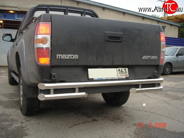 13 549 р. Двойная защита заднего бампера d63.5 мм Металл Дизайн  Mazda BT-50 (2006-2011) (полированная нержавейка)  с доставкой в г. Майкоп